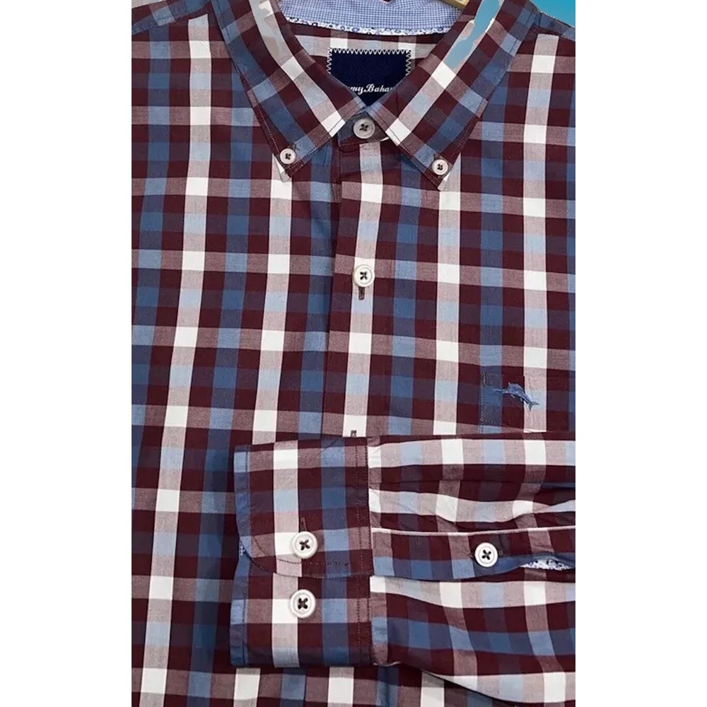 Mens Tommy Bahama Button Front Shirt L/S Shirt Pima Cotton Clean Sz XL